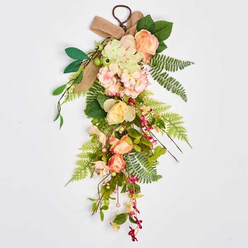 26" Spring Flowers & Green Leaves Teardrop